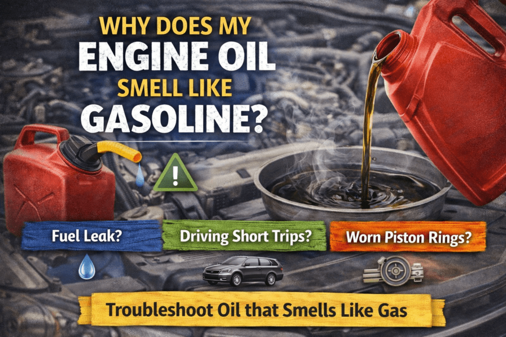 Why Does My Engine Oil Smell Like Gasoline? when fuel leaks into the oil system. This can happen due to worn piston rings or fuel injector issues